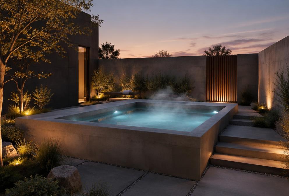 Concrete Plunge 8ft installed in a luxury setting
