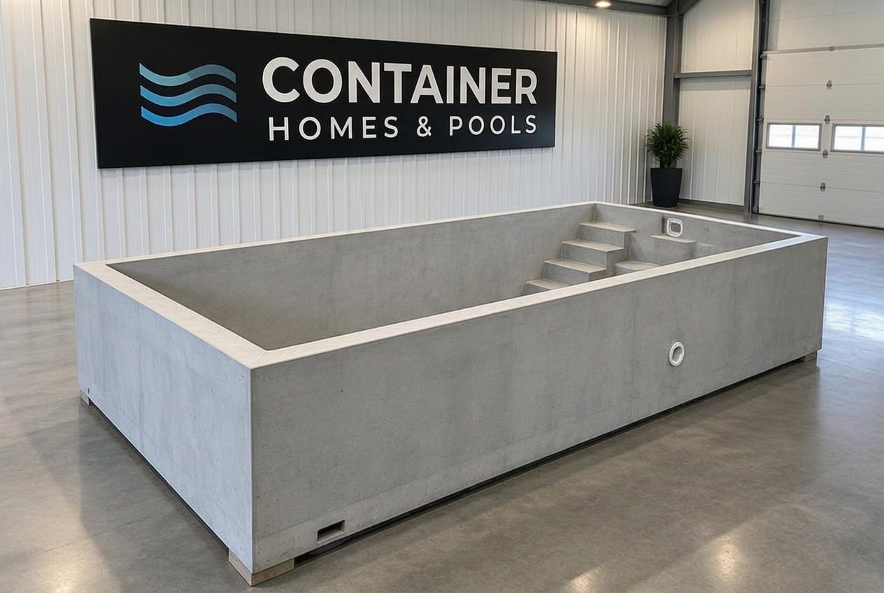 Concrete Plunge 8ft in the Container Homes & Pools warehouse