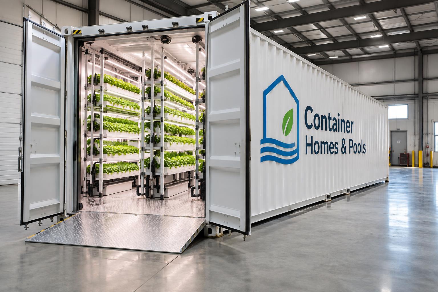Commercial Greens Farm 40ft in the Container Homes & Pools warehouse