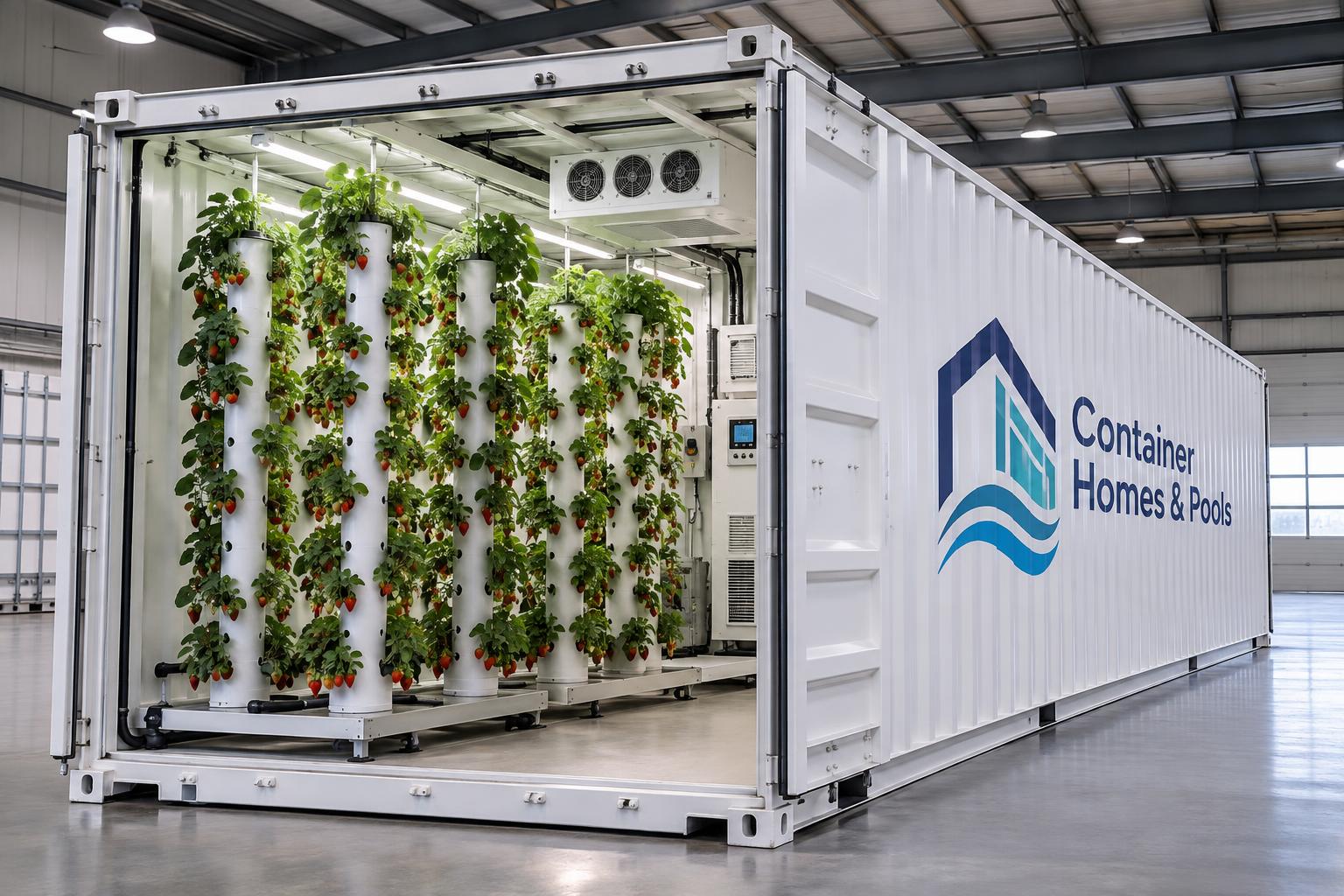 Vine and Berry Farm 40ft prepared in the Container Homes & Pools warehouse