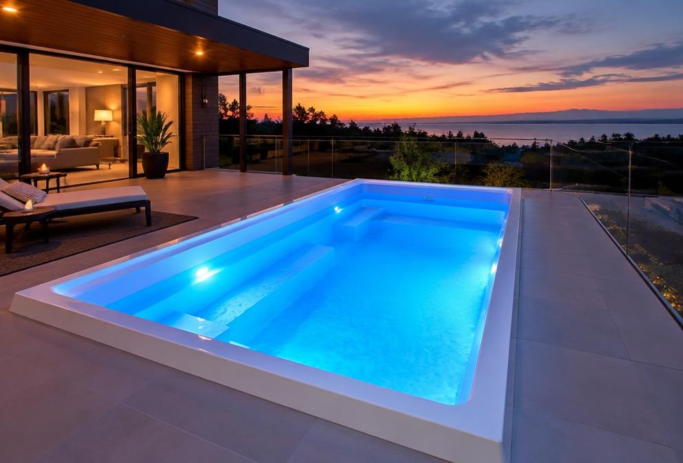 Fiberglass Plunge 14ft installed in a luxury setting