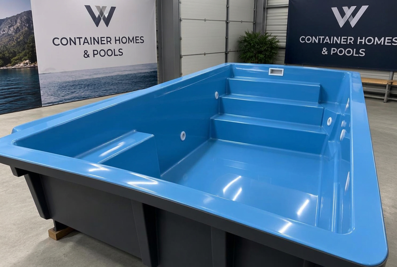 Fiberglass Plunge 14ft in the Container Homes & Pools warehouse