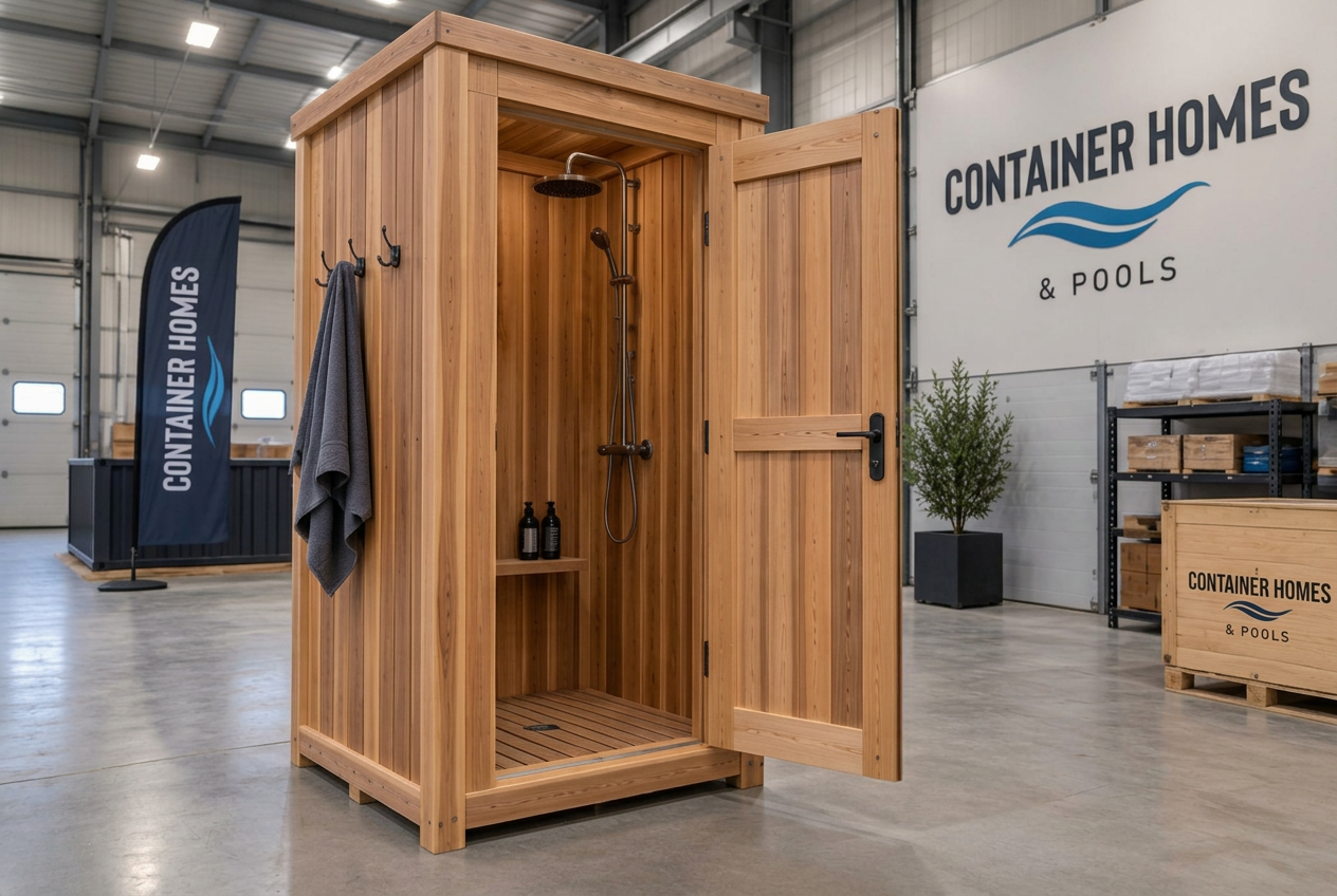 Rinse 4×4 in the Container Homes & Pools warehouse