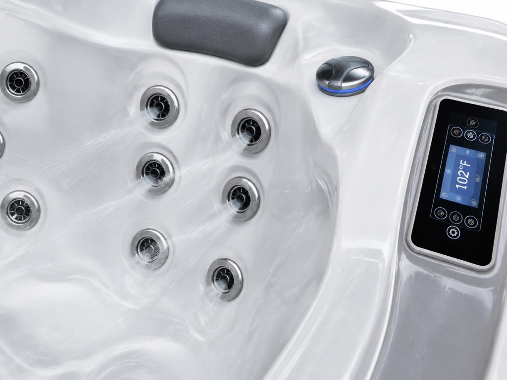 Swim spa massage jets, acrylic shell and digital control panel